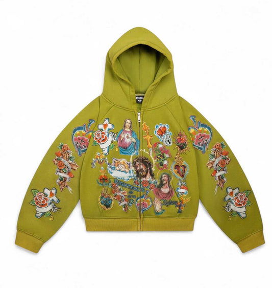 We Are Righteous Risen King Cropped Zip-Up Hoodie
