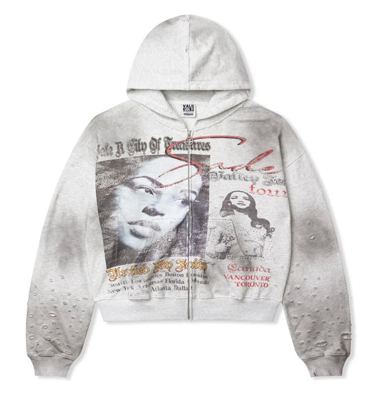 Vale Forever Valley Fest Zip-Up Hoodie in Grey
