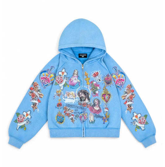 We Are Righteous Risen King Cropped Zip-Up Hoodie