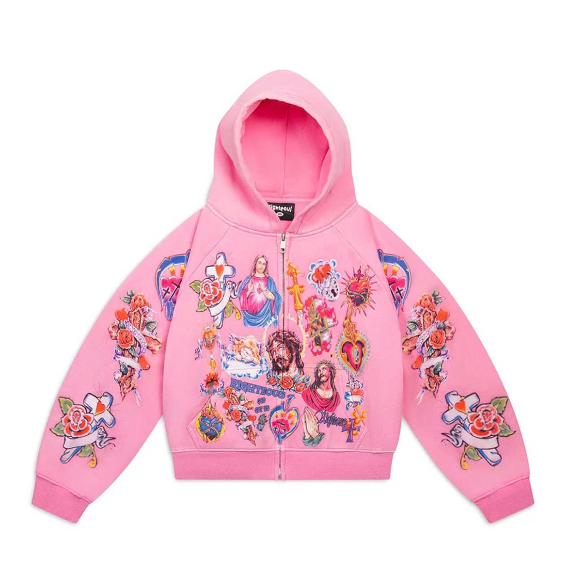 We Are Righteous Risen King Cropped Zip-Up Hoodie